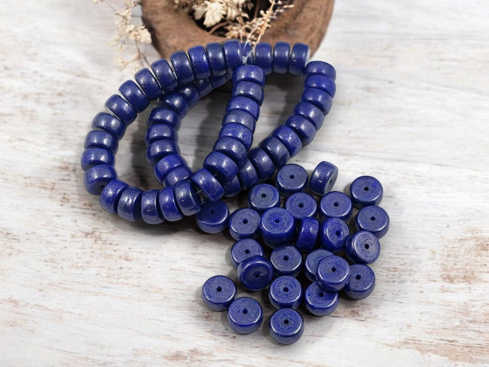 Czech Glass Beads - Heishi Beads - Spacer Beads - Picasso Beads - Rondelle Beads - 8x4mm - 25pcs - (5855)