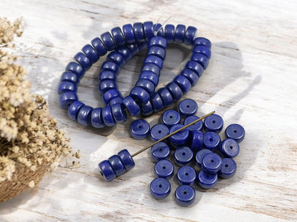 Czech Glass Beads - Heishi Beads - Spacer Beads - Picasso Beads - Rondelle Beads - 8x4mm - 25pcs - (5855)