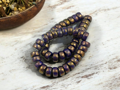 Czech Glass Beads - Heishi Beads - Spacer Beads - Picasso Beads - Rondelle Beads - 8x4mm - 25pcs - (5799)