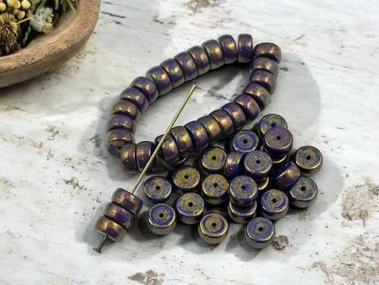 Czech Glass Beads - Heishi Beads - Spacer Beads - Picasso Beads - Rondelle Beads - 8x4mm - 25pcs - (5799)