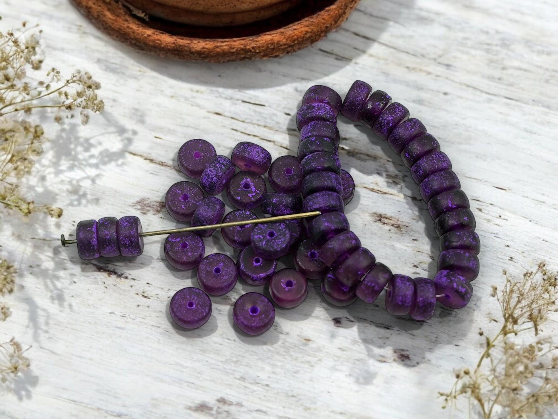 Czech Glass Beads - Heishi Beads - Spacer Beads - Picasso Beads - Rondelle Beads - 8x4mm - 25pcs - (3156)