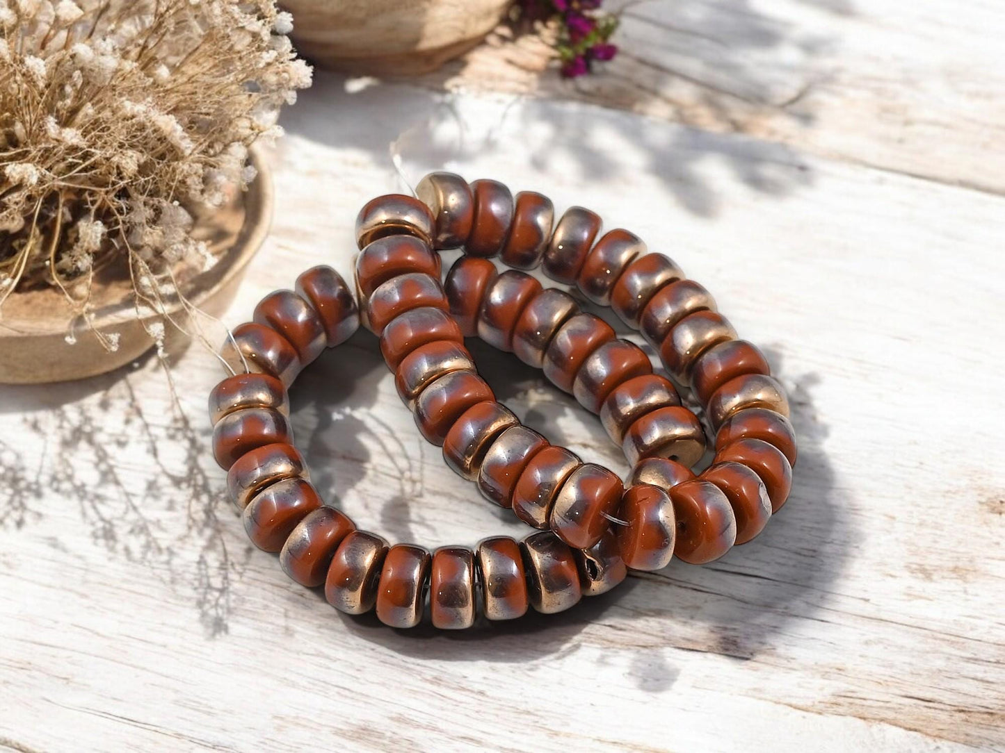 Czech Glass Beads - Heishi Beads - Spacer Beads - Picasso Beads - Rondelle Beads - 8x4mm - 25pcs - (3463)