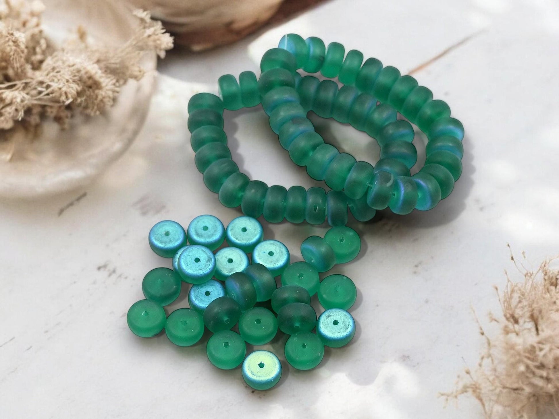 Heishi Beads - Rondelle Beads - Czech Glass Beads - Spacer Beads - Picasso Beads - 8x4mm - 25pcs - (3721)