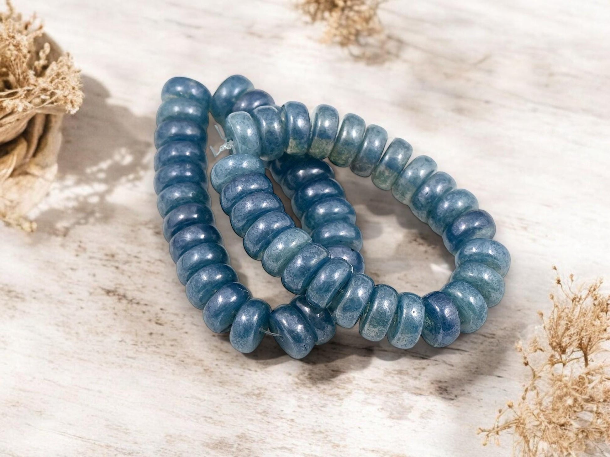 Heishi Beads - Rondelle Beads - Czech Glass Beads - Spacer Beads - Picasso Beads - 8x4mm - 25pcs - (3142)