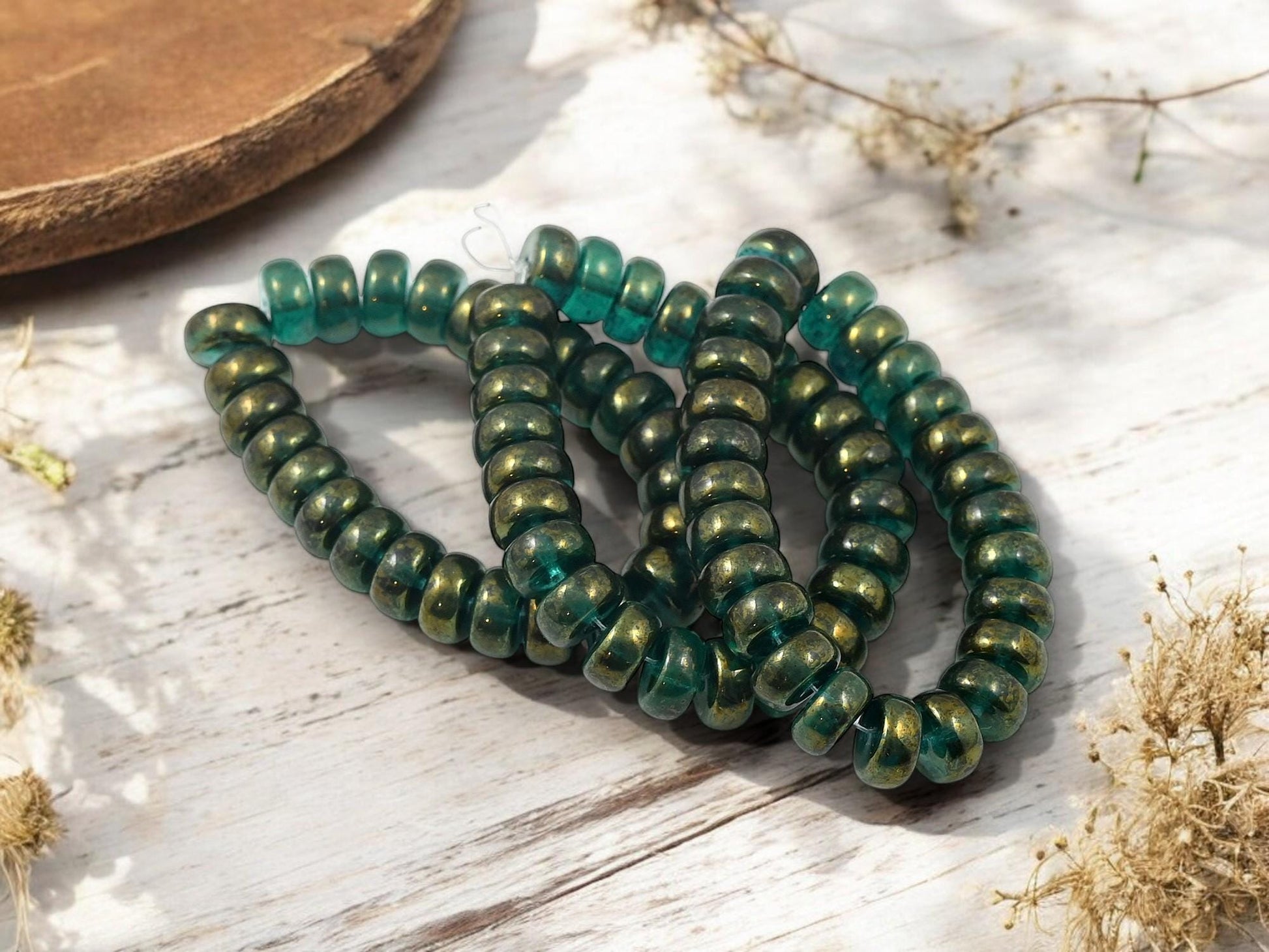 Heishi Beads - Rondelle Beads - Czech Glass Beads - Spacer Beads - Picasso Beads - 8x4mm - 25pcs - (3188)