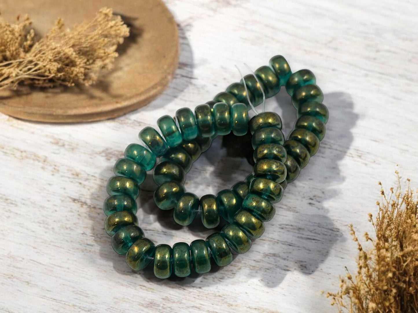 Heishi Beads - Rondelle Beads - Czech Glass Beads - Spacer Beads - Picasso Beads - 8x4mm - 25pcs - (3188)