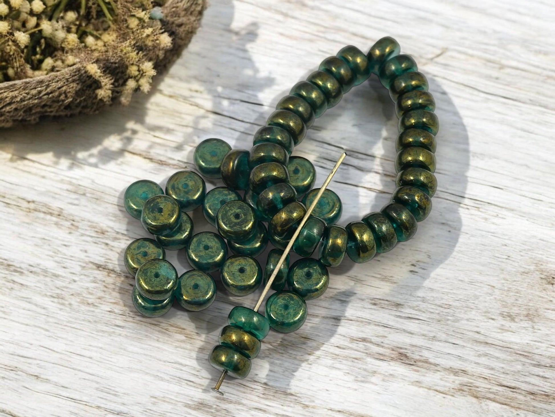 Heishi Beads - Rondelle Beads - Czech Glass Beads - Spacer Beads - Picasso Beads - 8x4mm - 25pcs - (3188)