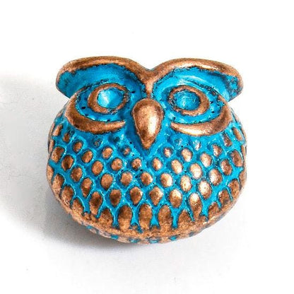 Metal Beads - Owl Charms - Owl Beads - Patina Beads - Copper Beads - 30pcs - 11mm - (3311)