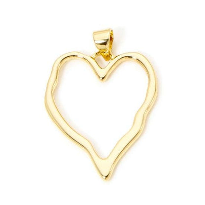 Heart Pendant - Metal Pendant - Silver Pendant - Gold Pendant - Necklace Pendant - 32x22mm - Choose Your Color