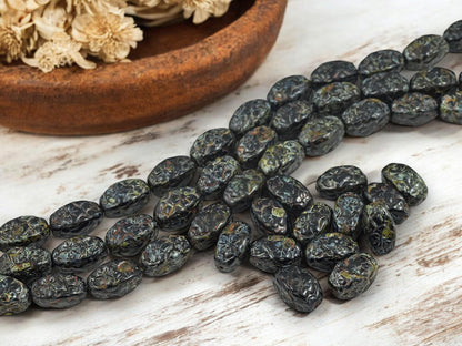 Picasso Beads - Vintage Beads - Czech Glass Beads - Black Beads - 14x8mm - Choose Your Qty