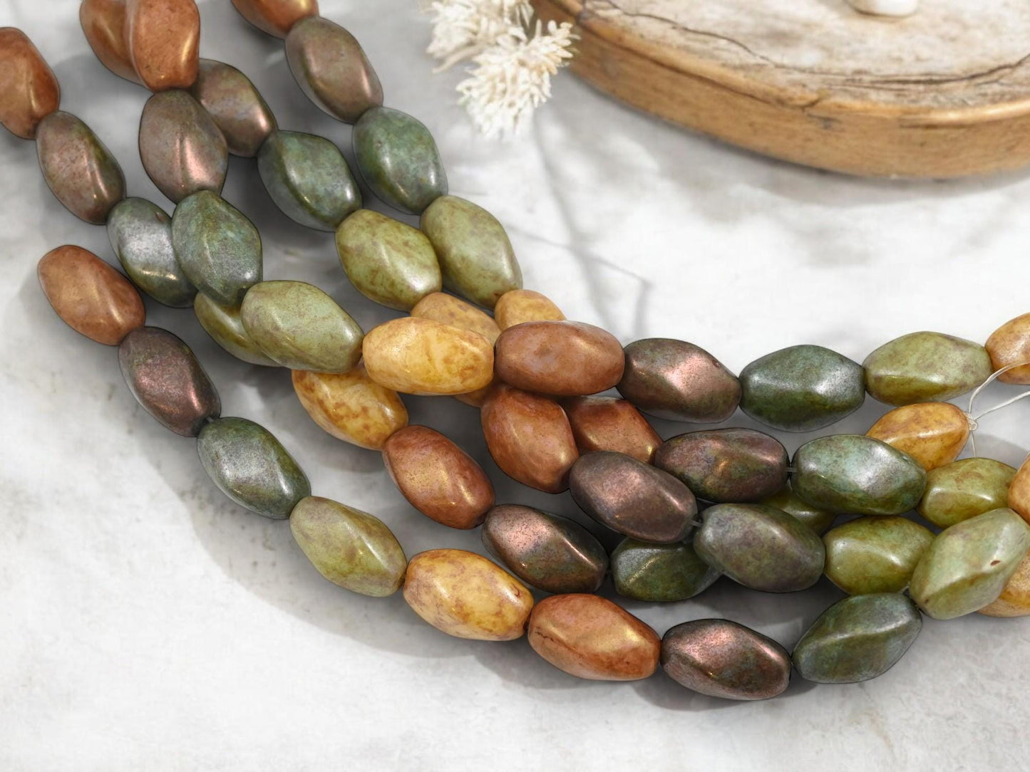 Picasso Beads - Czech Glass Beads - Old Stock Beads - Oval Beads - 14x8mm - 10pcs - (3133)