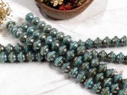 Czech Glass Beads - Picasso Beads - Saturn Beads - Saucer Beads - UFO Beads - 15pcs - 10x8mm - (2695)