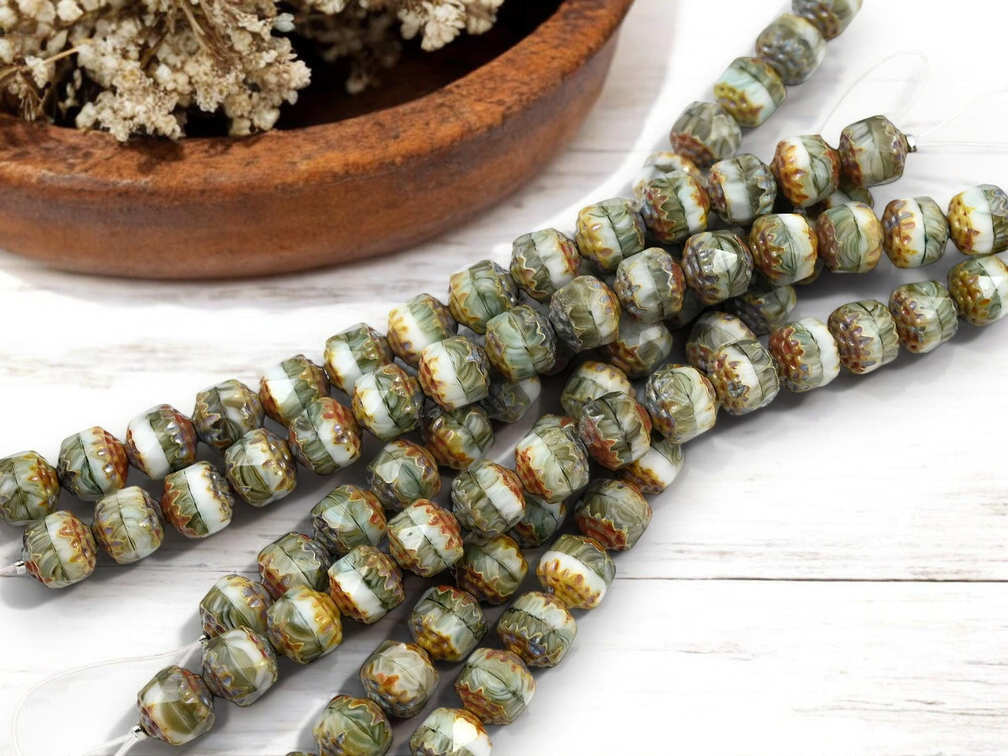 Picasso Beads - Czech Glass Beads - Fall Color Beads - Cathedral Beads - Fire Polish Beads - 15pcs - 8mm - (1278)