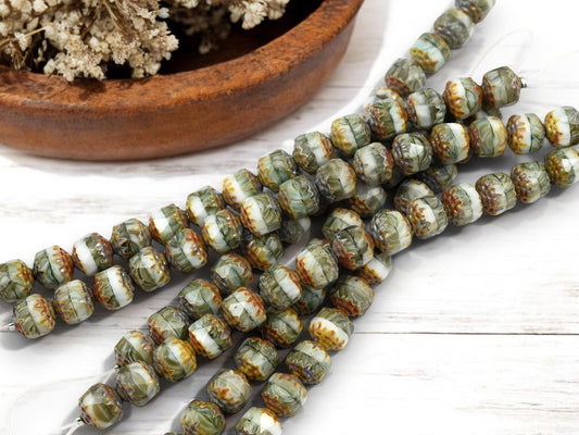 Picasso Beads - Czech Glass Beads - Fall Color Beads - Cathedral Beads - Fire Polish Beads - 15pcs - 8mm - (1278)