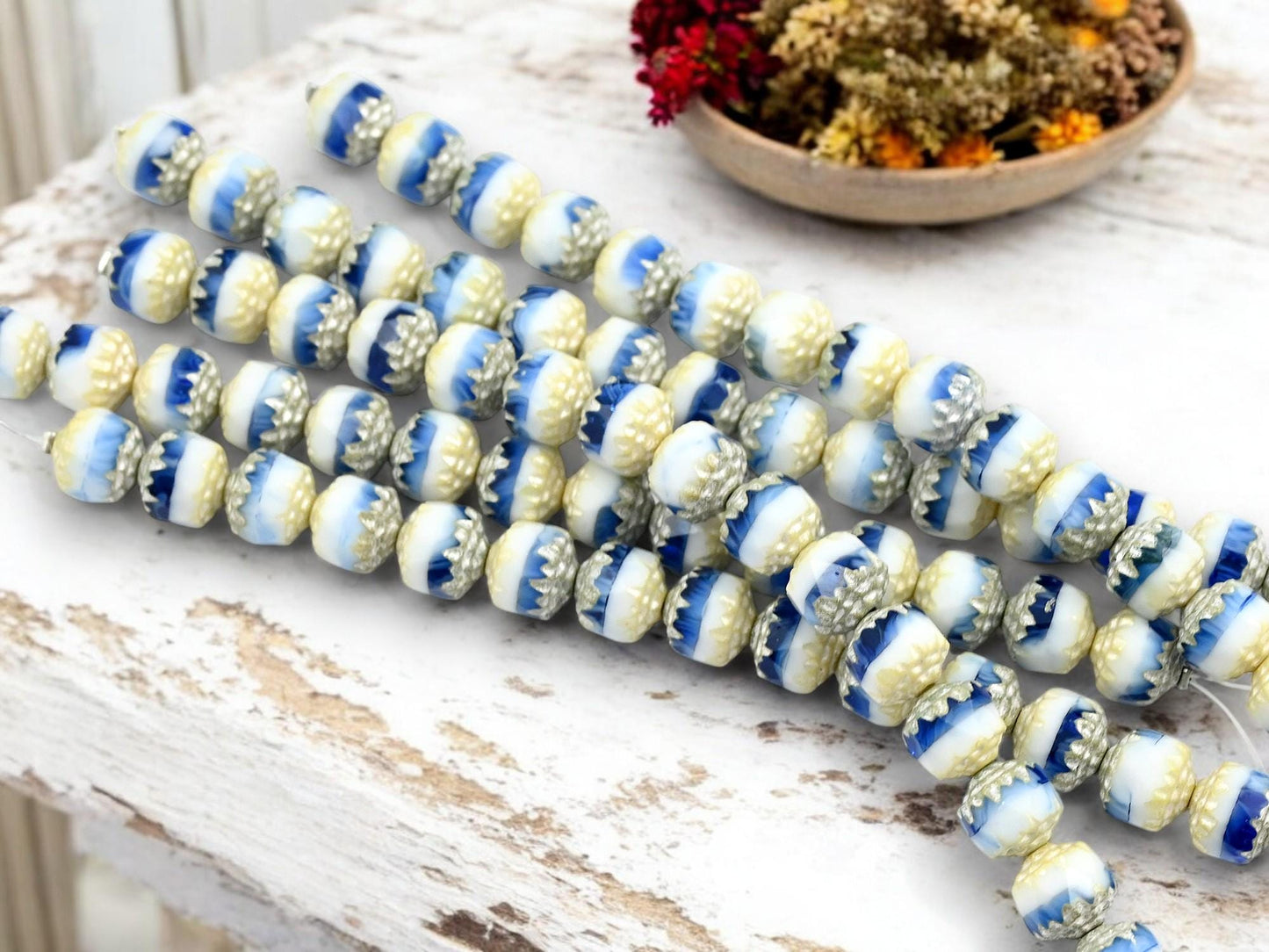 Czech Glass Beads - Cathedral Beads - Picasso Beads - Fire Polish Beads - 15pcs - 8mm - (A300)
