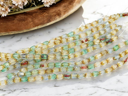 Picasso Beads - Czech Glass Beads - Oval Beads - Fire Polish Beads - 20pcs - 6x4mm - (4174)