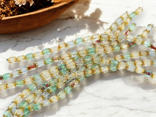 Picasso Beads - Czech Glass Beads - Oval Beads - Fire Polish Beads - 20pcs - 6x4mm - (4174)