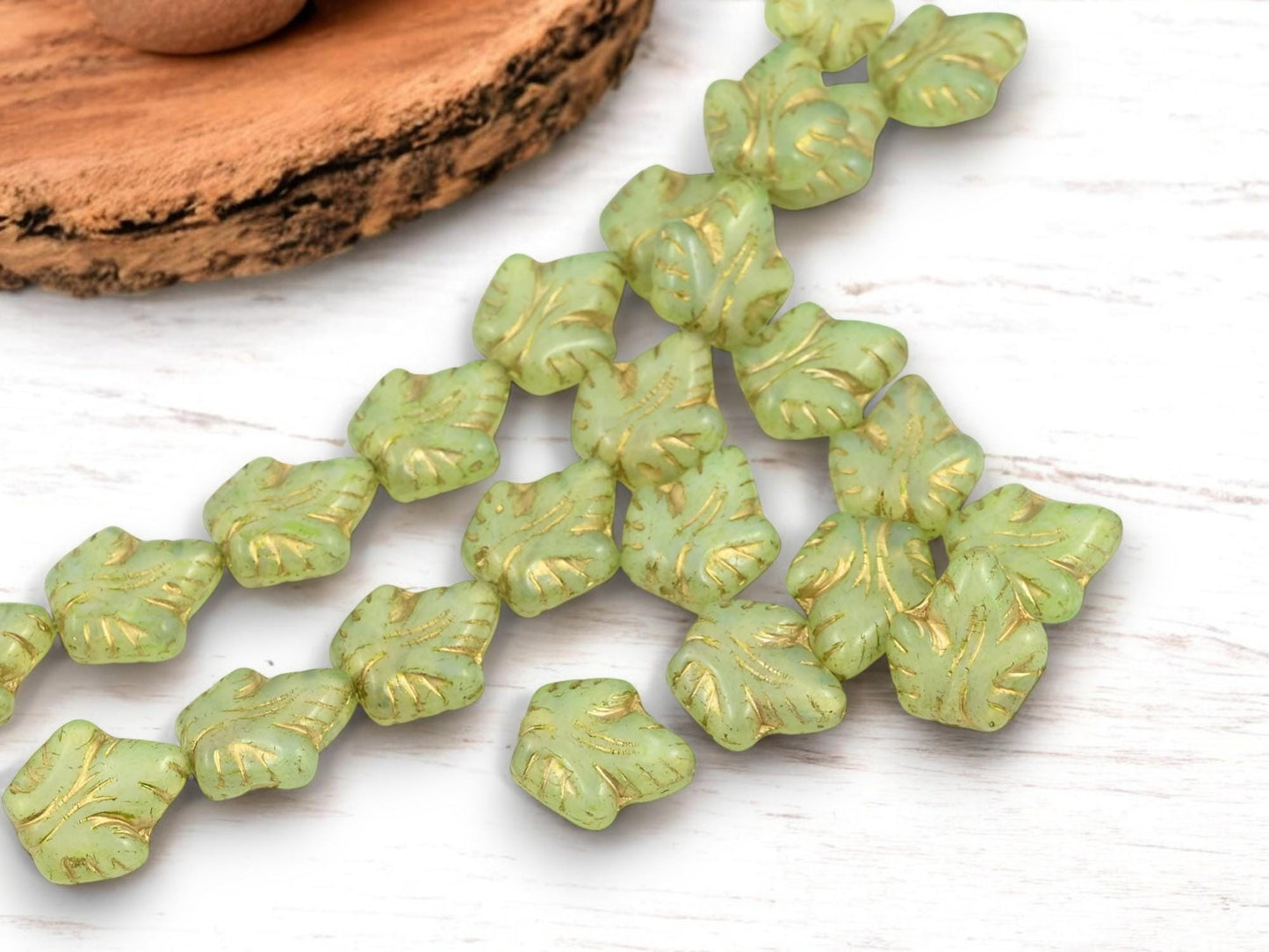 Czech Glass Beads - Picasso Beads - Leaf Beads - Fall Beads - Czech Leaves - 16x14mm - 8pcs - (5975)