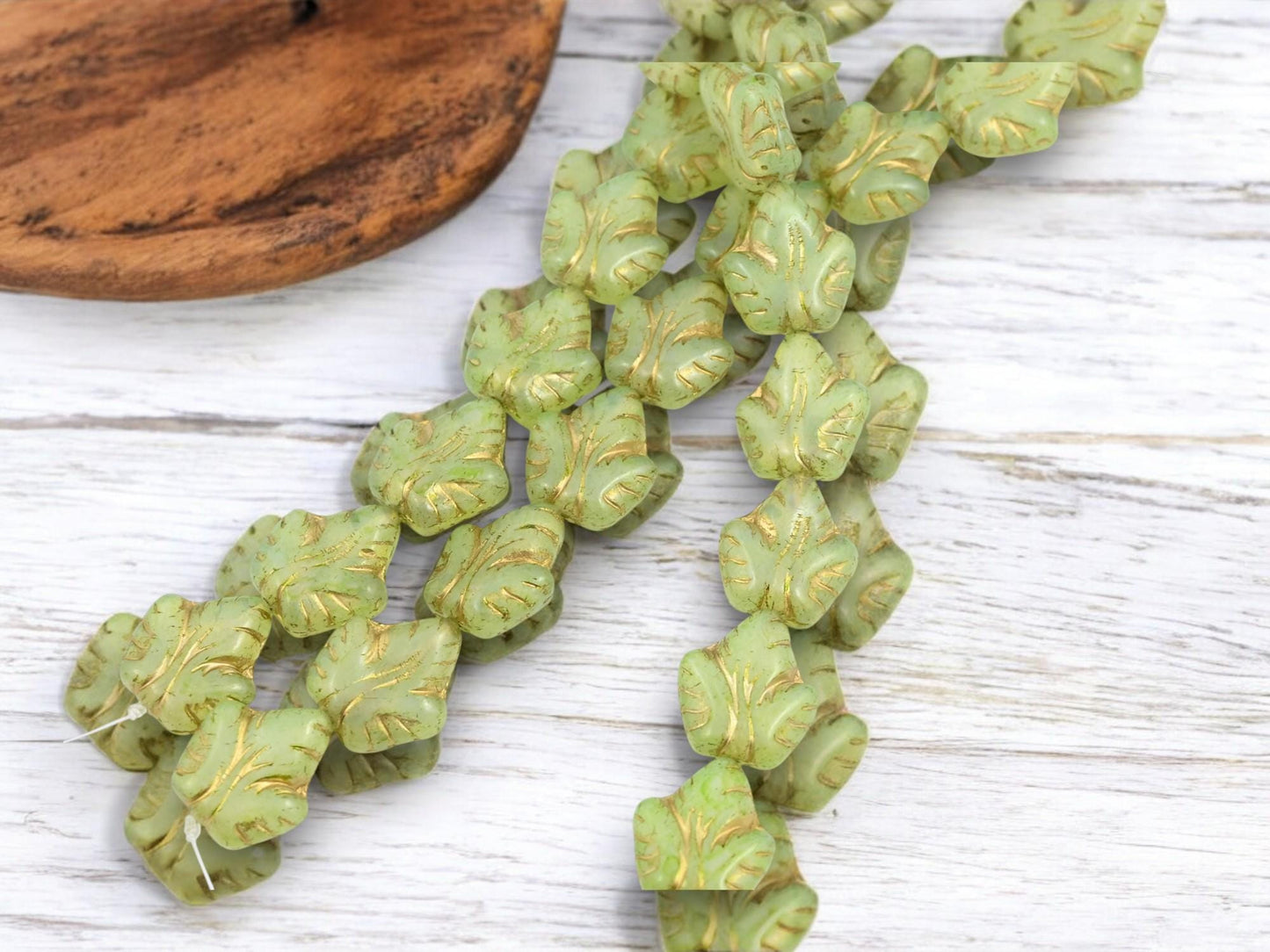 Czech Glass Beads - Picasso Beads - Leaf Beads - Fall Beads - Czech Leaves - 16x14mm - 8pcs - (5975)