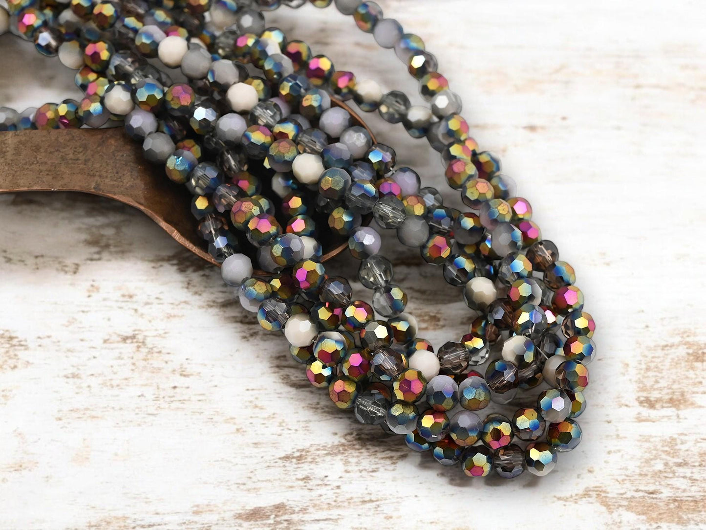 Glass Bead Strands - Fire Polished Beads - Chinese Crystal - Faceted Beads - Electroplated Glass - 20" Strand - (222)