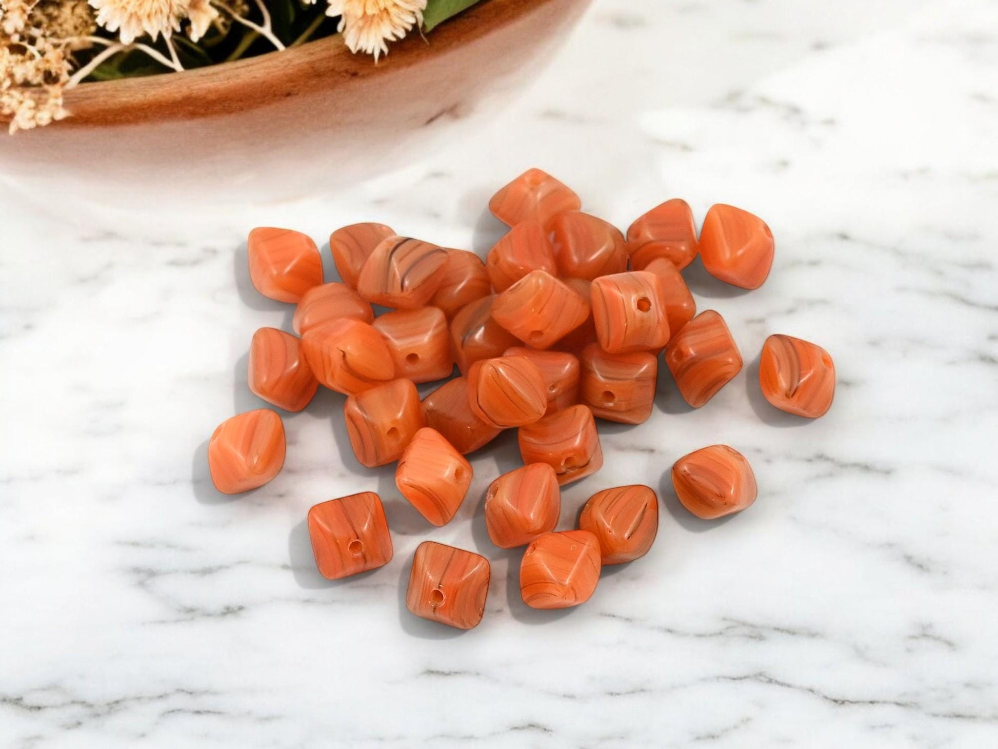 Czech Glass Beads - Orange Beads - Bicone Beads - Halloween Beads - Seasonal Beads - 6mm - 50pcs - (3755)