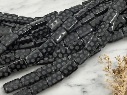 Czech Glass Beads - Black Beads - Seasonal Beads - Picasso Beads - Halloween Beads - 19x12mm - 11pcs - (B141)