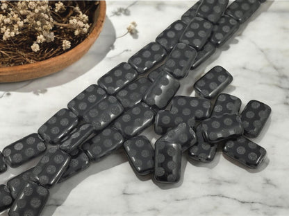 Czech Glass Beads - Black Beads - Seasonal Beads - Picasso Beads - Halloween Beads - 19x12mm - 11pcs - (B141)