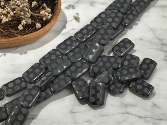 Czech Glass Beads - Black Beads - Seasonal Beads - Picasso Beads - Halloween Beads - 19x12mm - 11pcs - (B141)