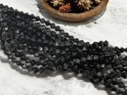 Czech Glass Beads - Black Beads - Lucerna Bicone - Bicone Beads - Spacer Beads - 6mm - 25pcs - (1810)