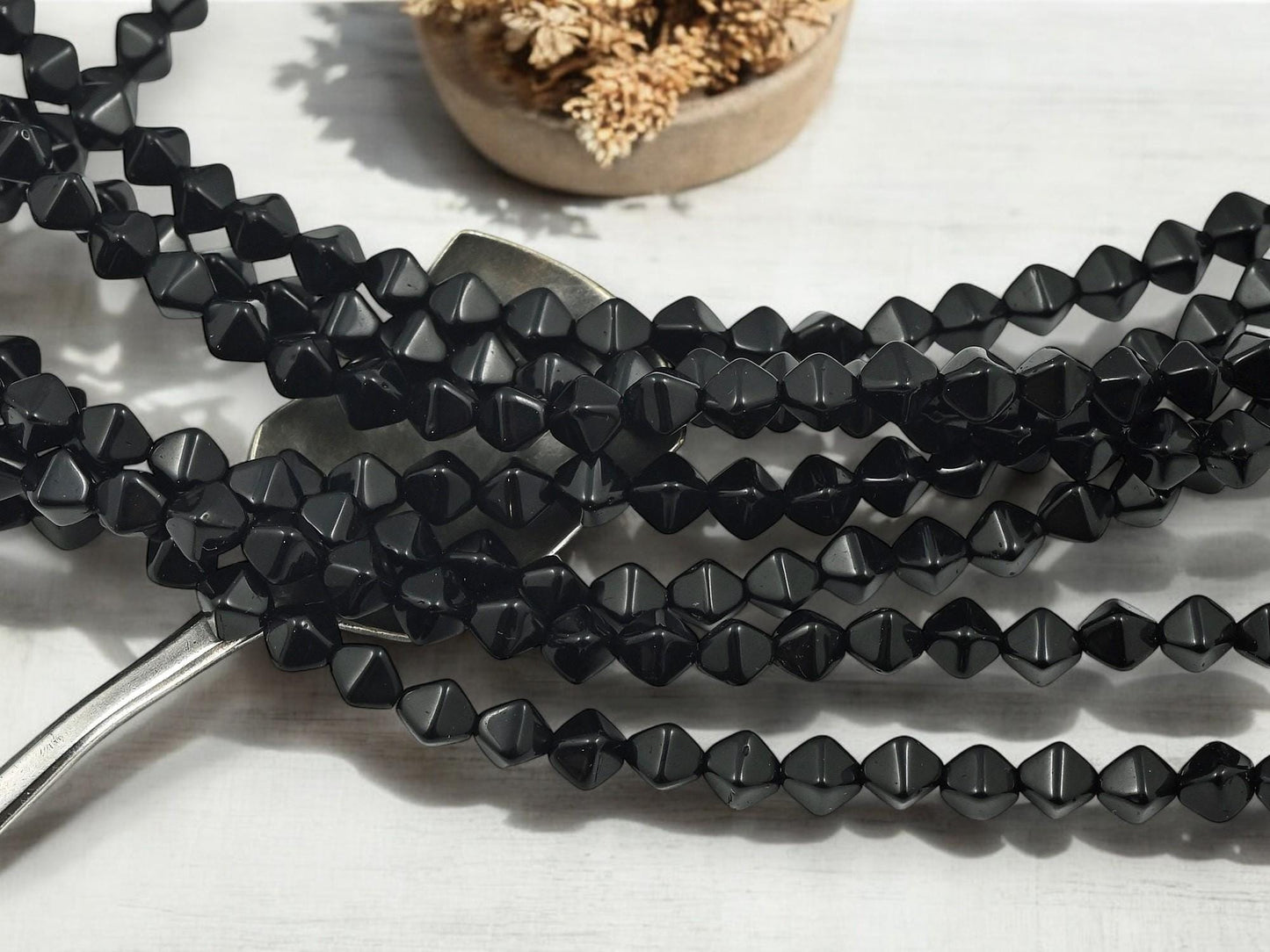 Czech Glass Beads - Black Beads - Lucerna Bicone - Bicone Beads - Spacer Beads - 6mm - 25pcs - (1810)