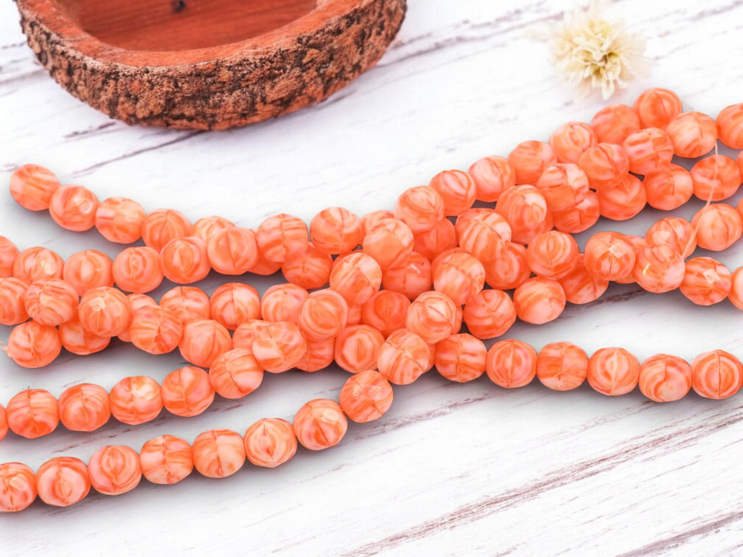 Czech Glass Beads - Halloween Beads - 8mm Beads - Fire Polish Beads - Seasonal Beads - 20pcs (2203)