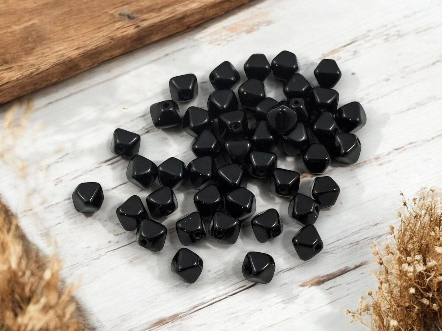 Czech Glass Beads - Black Beads - Lucerna Bicone - Bicone Beads - Spacer Beads - 5mm - 100pcs - (B766)