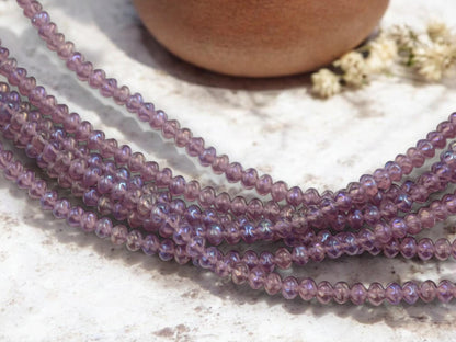 Czech Glass Beads - Rondelle Beads - Spacer Beads - Purple Beads - 44pcs - 6x4mm - (A119)