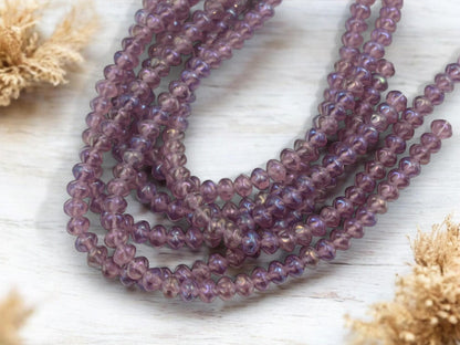 Czech Glass Beads - Rondelle Beads - Spacer Beads - Purple Beads - 44pcs - 6x4mm - (A119)