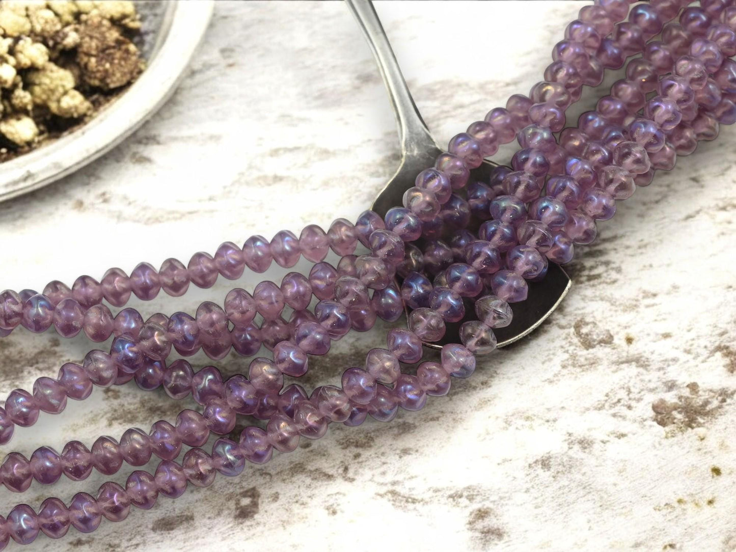 Czech Glass Beads - Rondelle Beads - Spacer Beads - Purple Beads - 44pcs - 6x4mm - (A119)