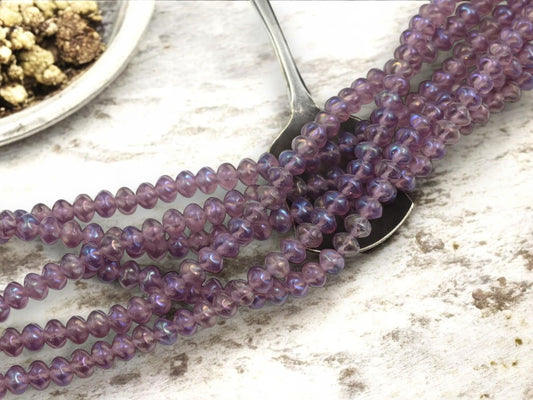 Czech Glass Beads - Rondelle Beads - Spacer Beads - Purple Beads - 44pcs - 6x4mm - (A119)