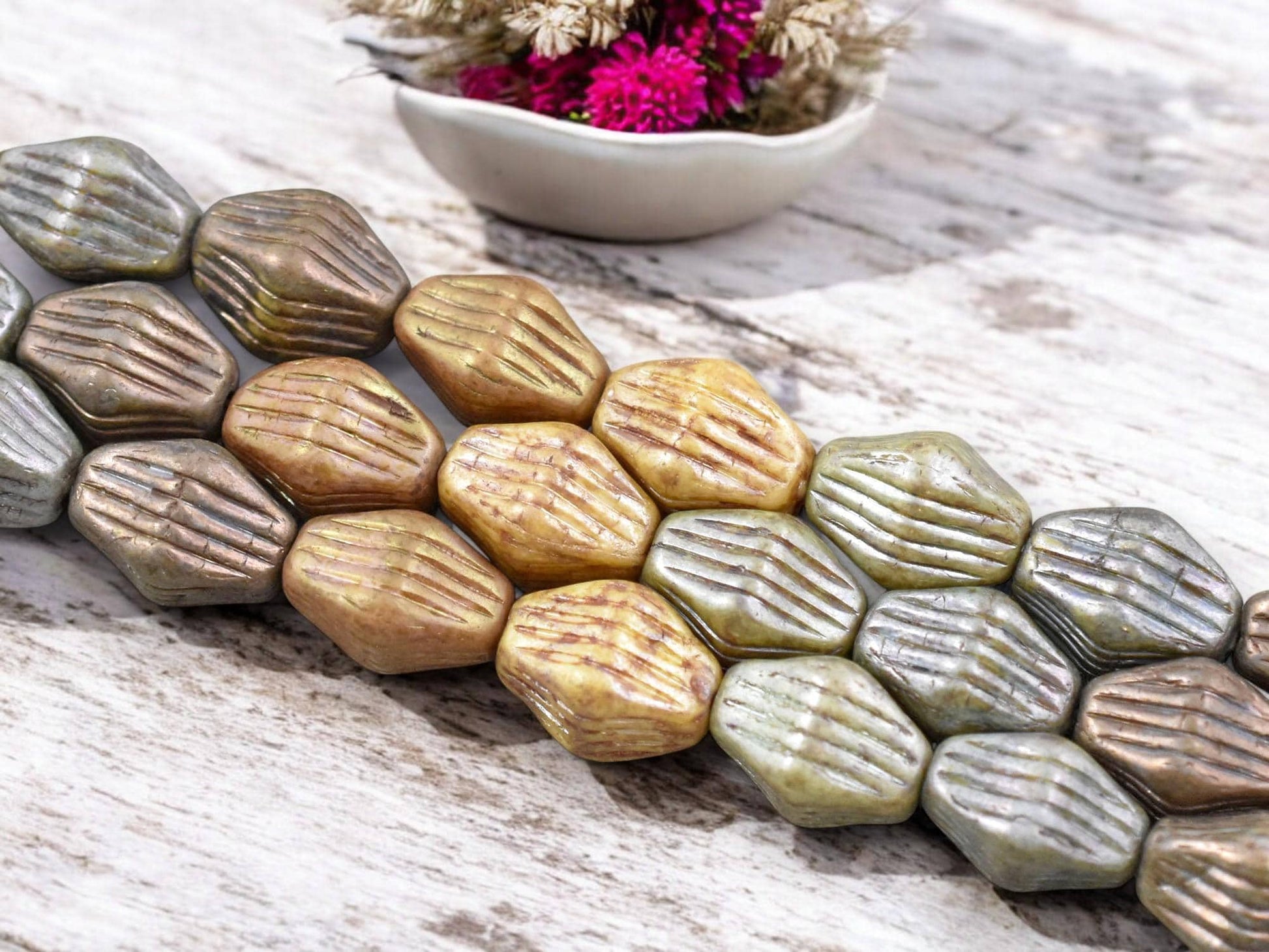 10x15mm Mixed Picasso Grooved Bicone Beads -- Choose Your Color