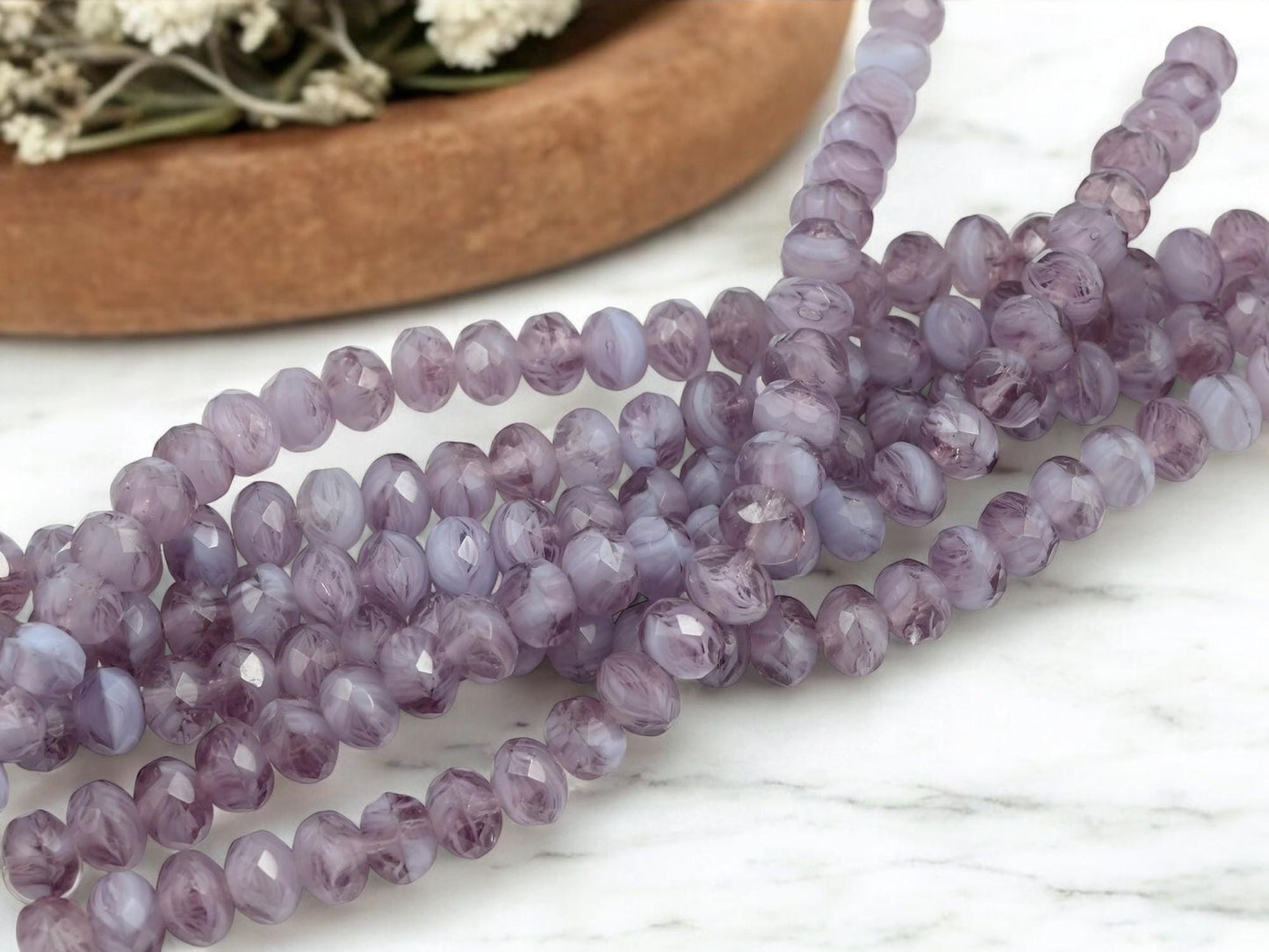 Czech Glass Beads - Rondelle Beads - Fire Polish Beads - Purple Beads - Czech Glass Rondelles - 25pcs - 6x8mm - (6108)