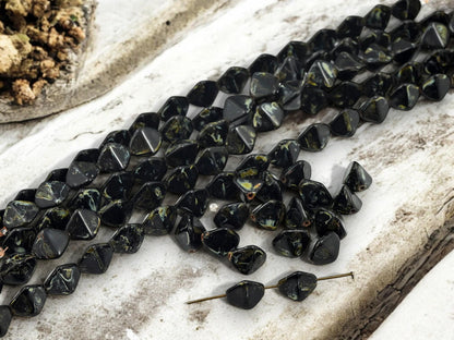 Pinch Beads - Picasso Beads - Czech Glass Beads - Large Czech Beads - Vintage Czech Glass - 11x10mm - 17pcs - (5776)