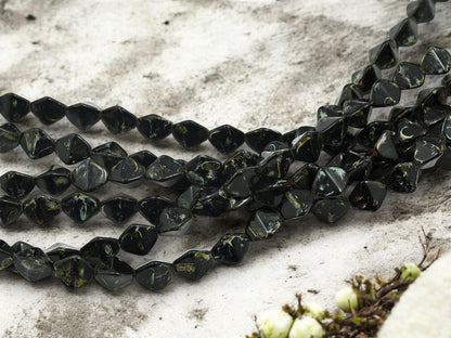 Pinch Beads - Picasso Beads - Czech Glass Beads - Large Czech Beads - Vintage Czech Glass - 11x10mm - 17pcs - (5776)