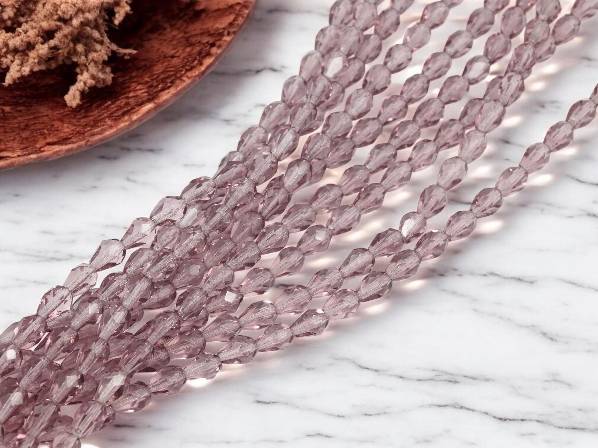 Czech Glass Beads - Tear Drop Beads - Fire Polished Beads - 25pcs - 6x8mm - (4626)