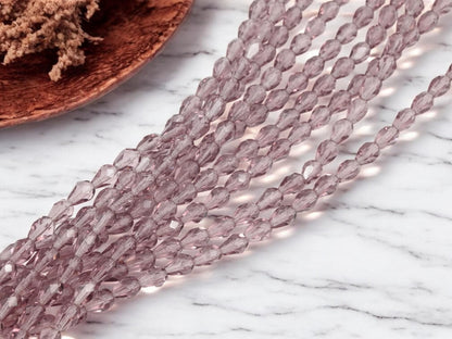 Czech Glass Beads - Tear Drop Beads - Fire Polished Beads - 25pcs - 6x8mm - (4626)