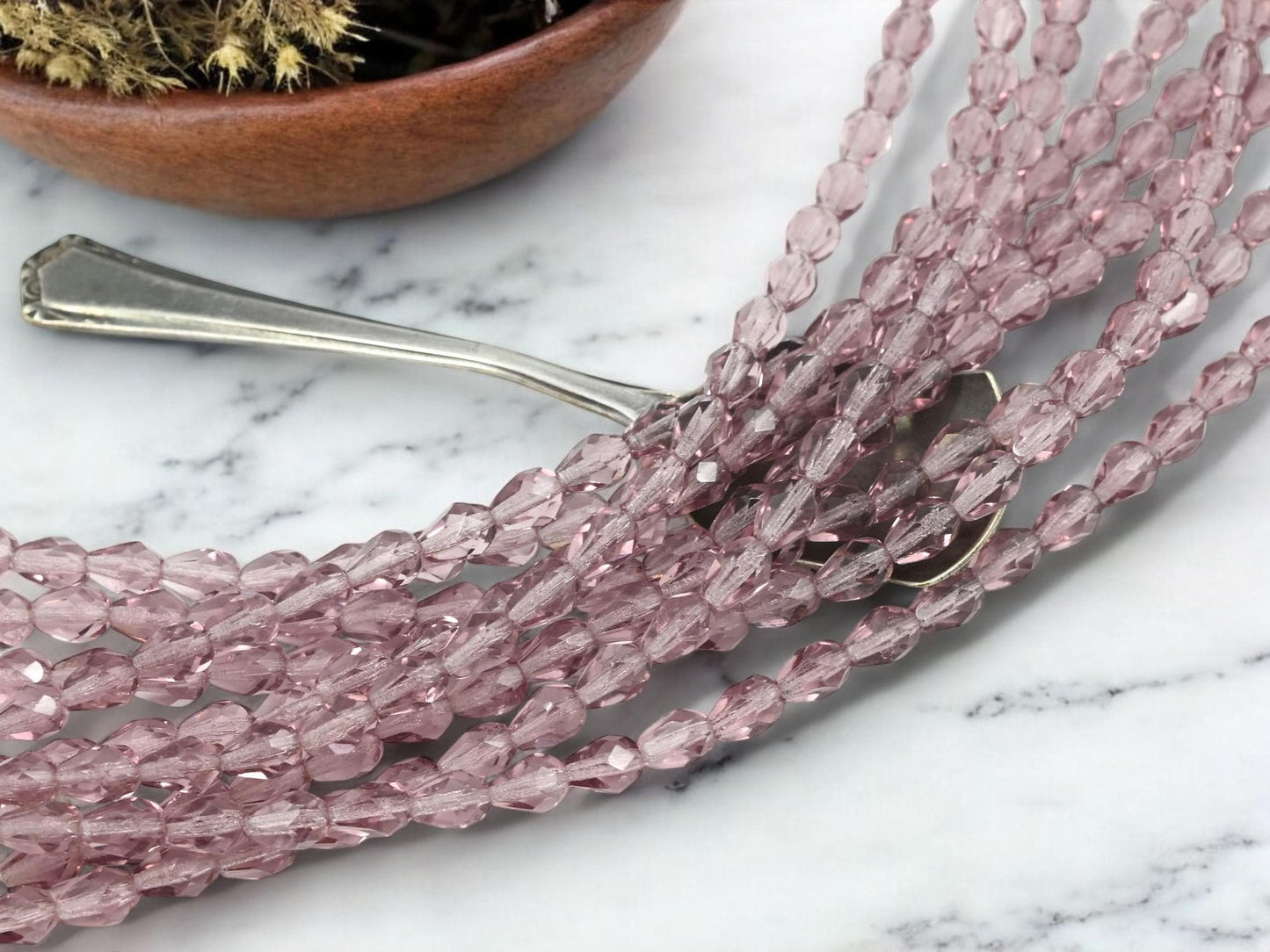 Czech Glass Beads - Tear Drop Beads - Fire Polished Beads - 25pcs - 6x8mm - (4626)