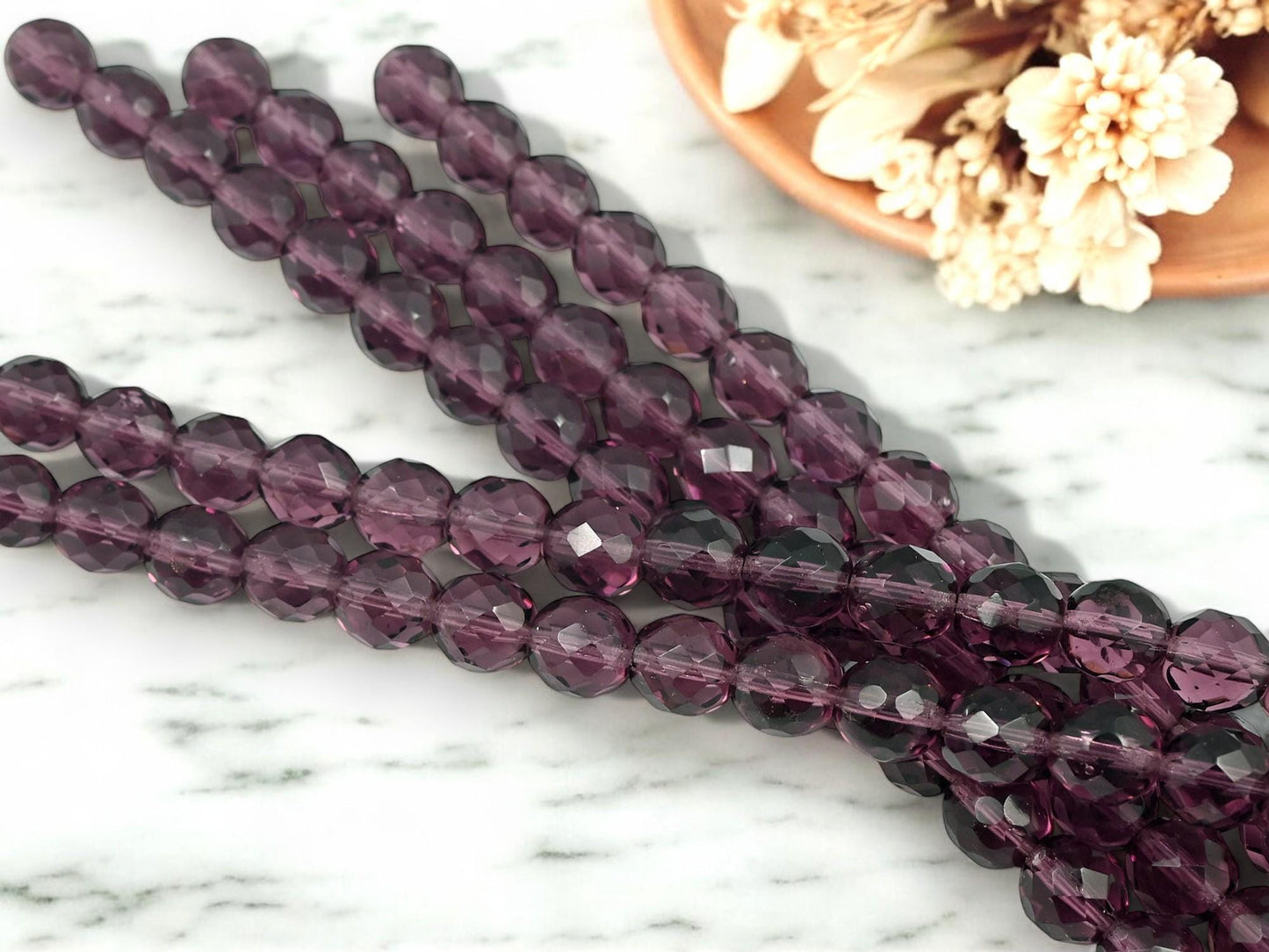 Czech Glass Beads - 10mm Beads - Fire Polished Beads - Round Beads - Faceted Beads - 19pcs - (2522)