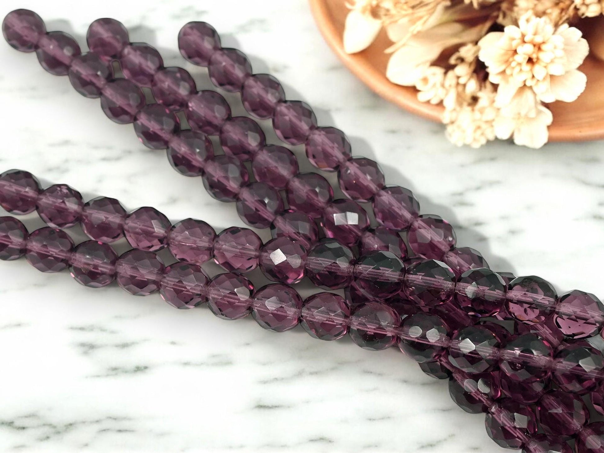 Czech Glass Beads - 10mm Beads - Fire Polished Beads - Round Beads - Faceted Beads - 19pcs - (2522)