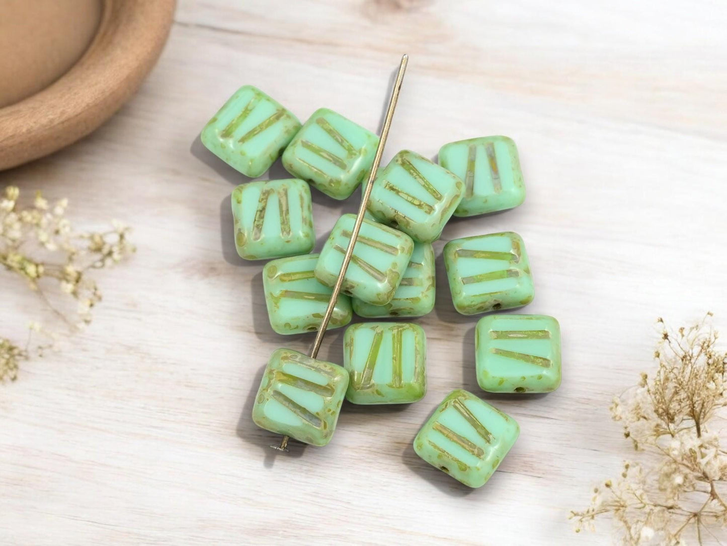 Picasso Beads - Czech Glass Beads - Old Stock Beads - Square Beads - 10mm - 14pcs - (2913)