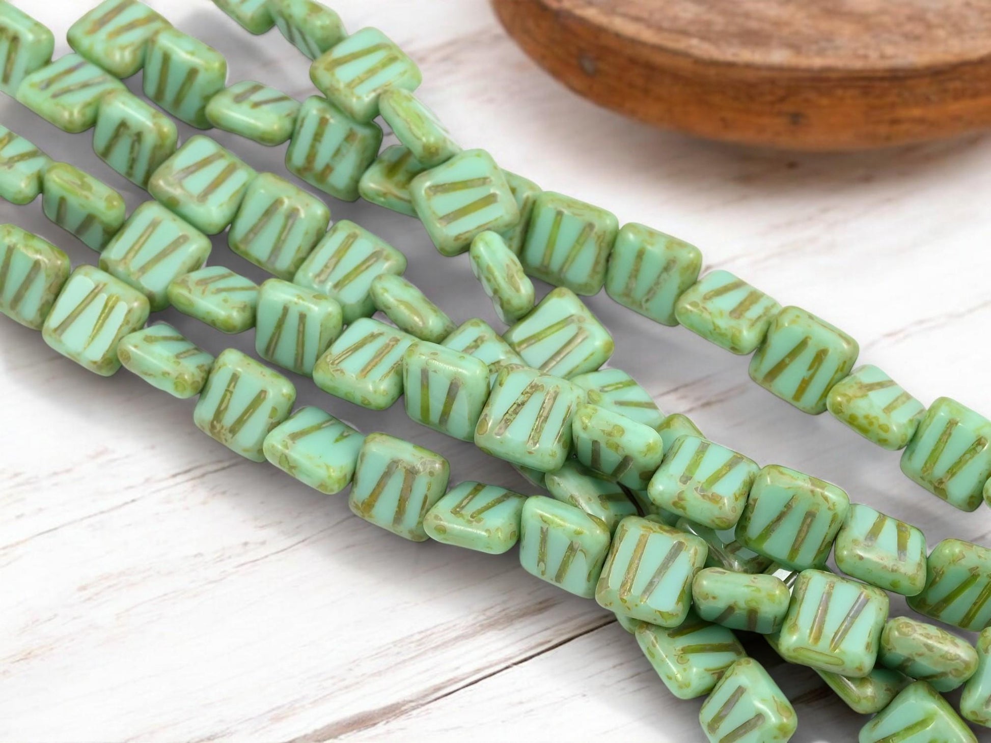 Picasso Beads - Czech Glass Beads - Old Stock Beads - Square Beads - 10mm - 14pcs - (2913)