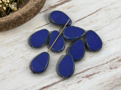 Czech Glass Beads - Picasso Beads - Teardrop Beads - Tear Drop Beads - 8pcs - 12x18mm - (752)