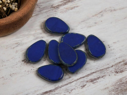 Czech Glass Beads - Picasso Beads - Teardrop Beads - Tear Drop Beads - 8pcs - 12x18mm - (752)