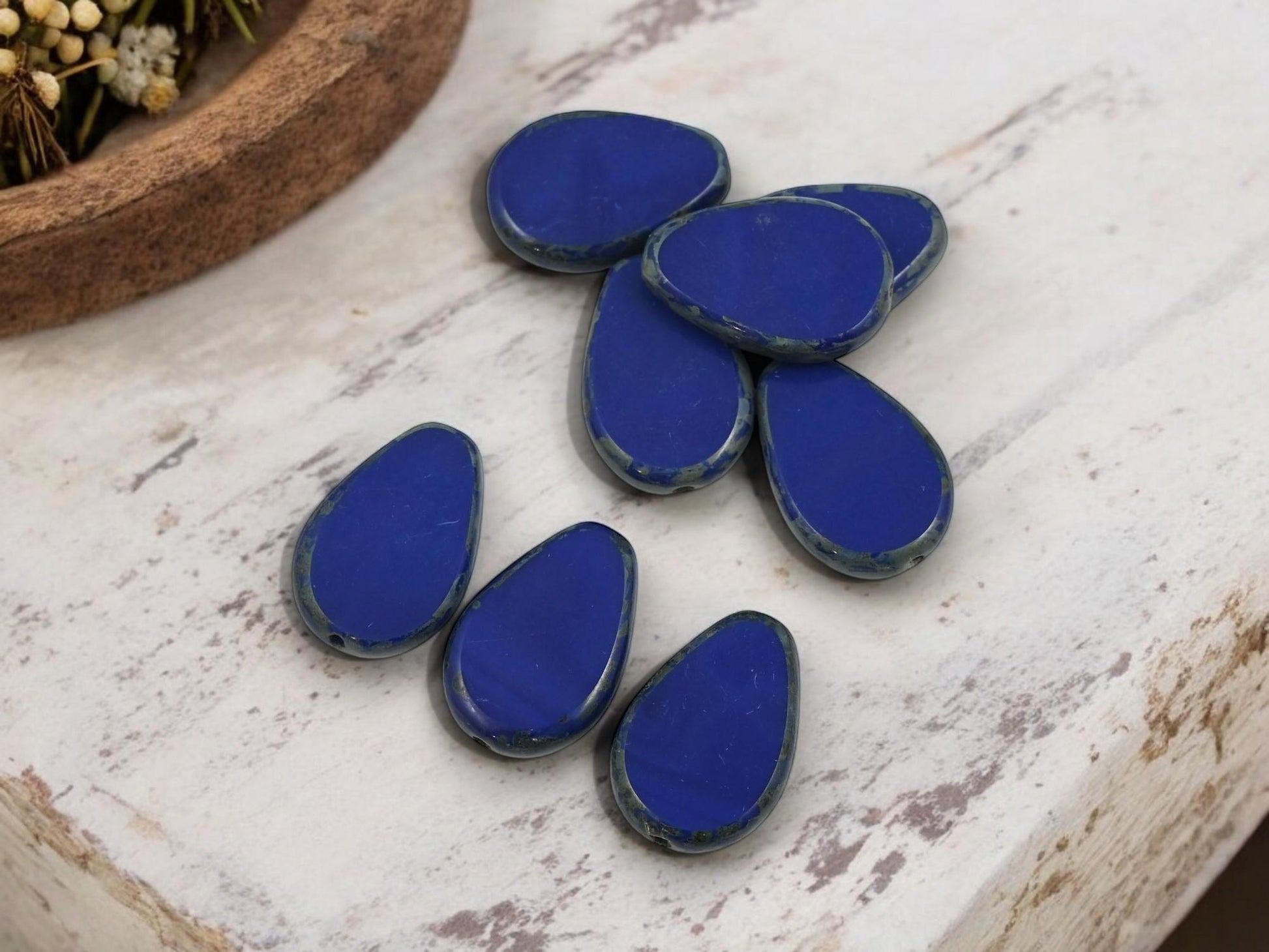 Czech Glass Beads - Picasso Beads - Teardrop Beads - Tear Drop Beads - 8pcs - 12x18mm - (752)